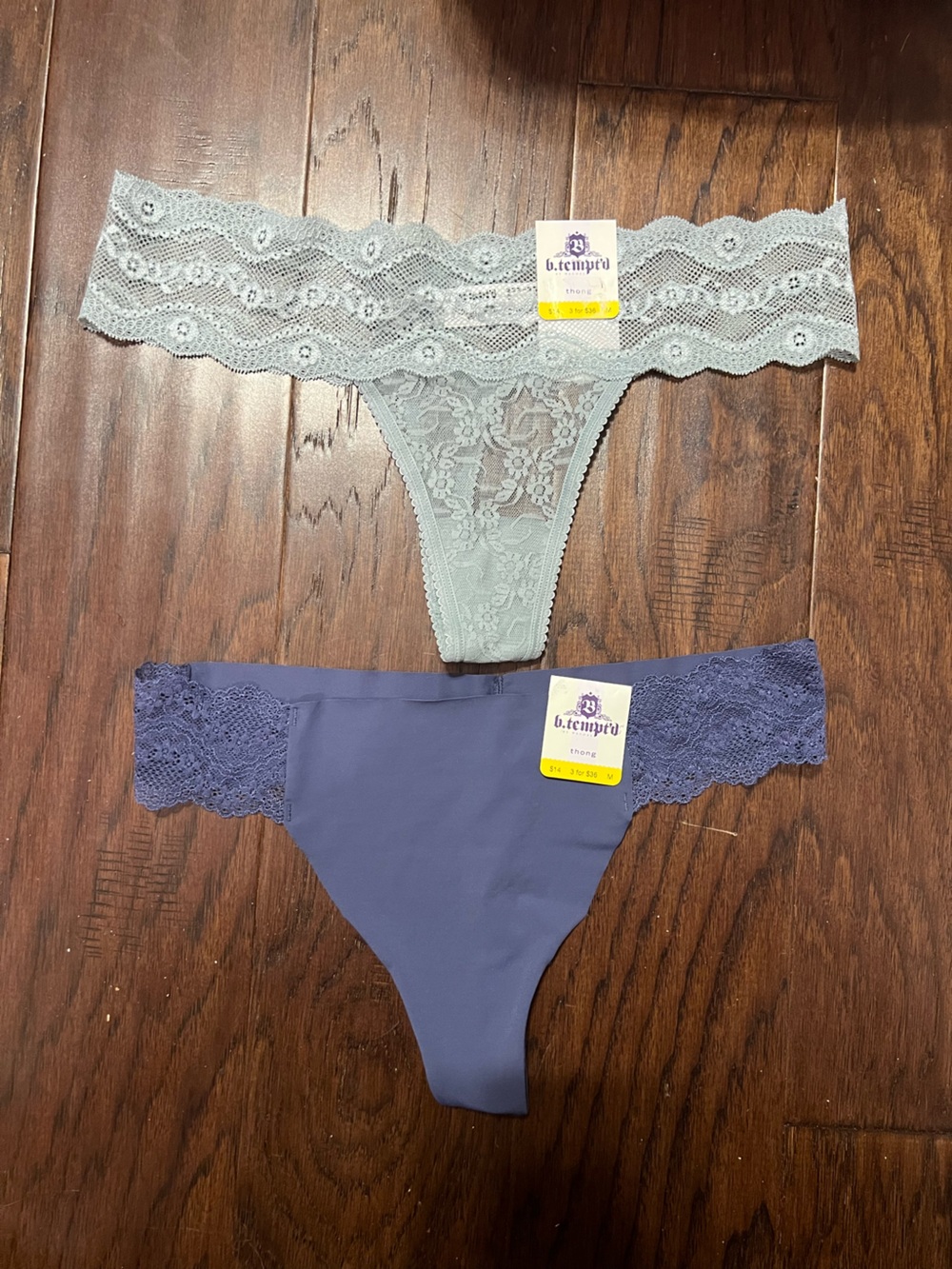 B. Tempt'd by Wacoal 2 Pair of Thong Panties, Size Medium